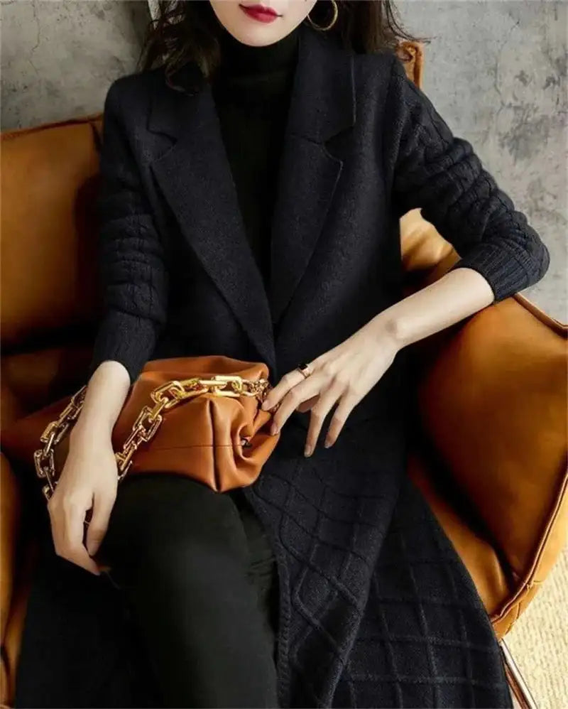 Korean French Style Cashmere Sweater Ladies Wool Windbreaker Cardigan New Autumn Winter Women Knitted Sweater Long Cardigan Coat - Lootquake