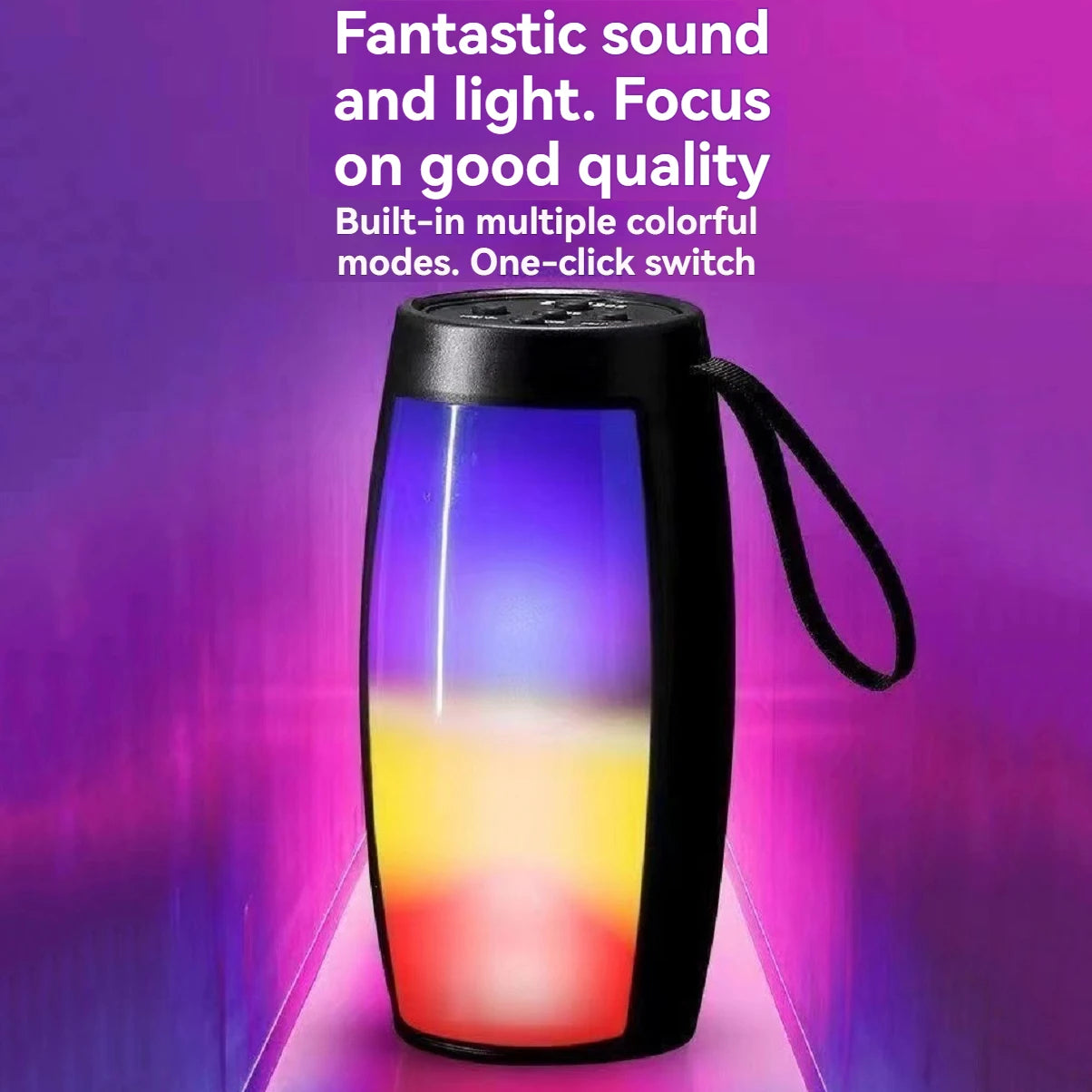 Altavoz Bluetooth inalámbrico portátil con luz LED RGB de 1500 mAh, subwoofer estéreo para exteriores, altavoz doméstico de alto volumen, impactante.