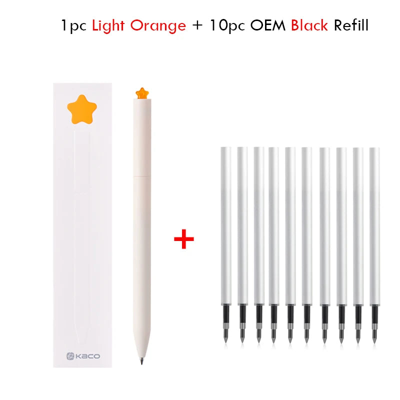 Juegos de bolígrafos de gel KACO, útiles escolares y de oficina para niños, de 0,5 mm de alta capacidad, con forma de corazón o signo del zodiaco, artículos de escritura, regalos de amor, artículos bonitos.