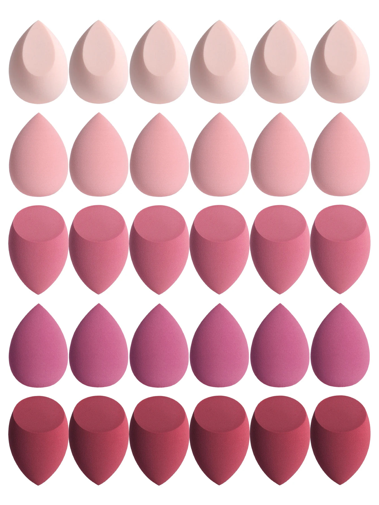 30 Beauty Eggs (Makeup Sponges) Foundation Make-Up Mixed Beauty Sponge, Liquid, Cream and Powder Without Blemish, Multi-Color C