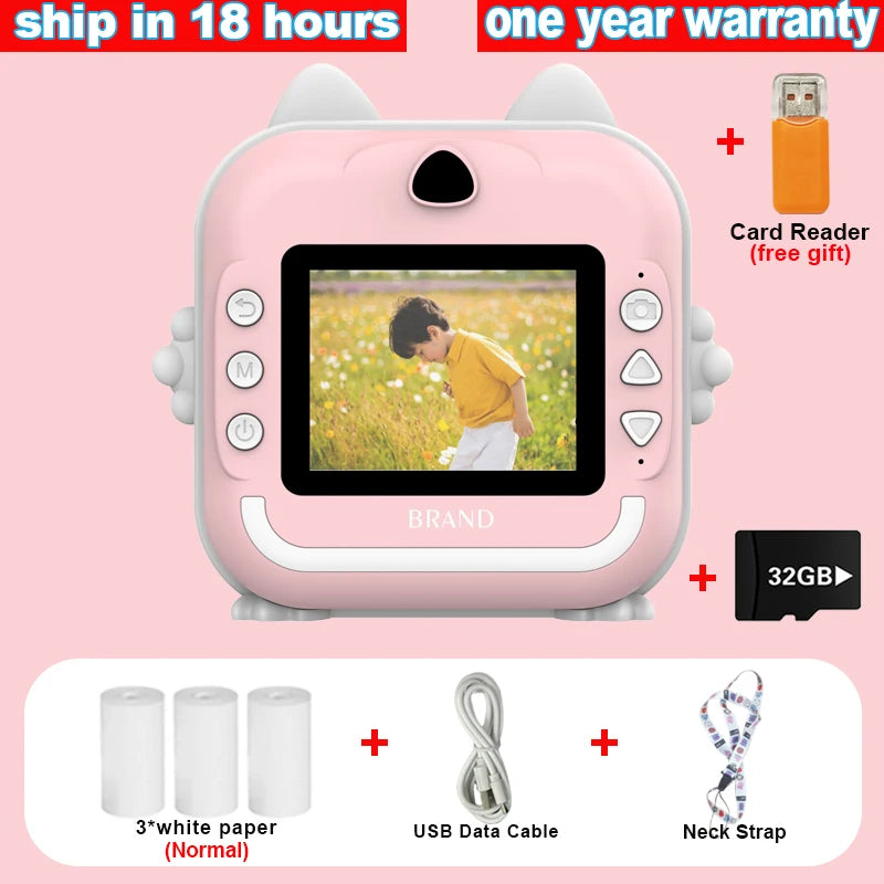 Cámara de impresión instantánea para niños, cámara fotográfica digital para niños y niñas con impresión térmica, juguetes educativos para niños, regalos, mini impresora térmica