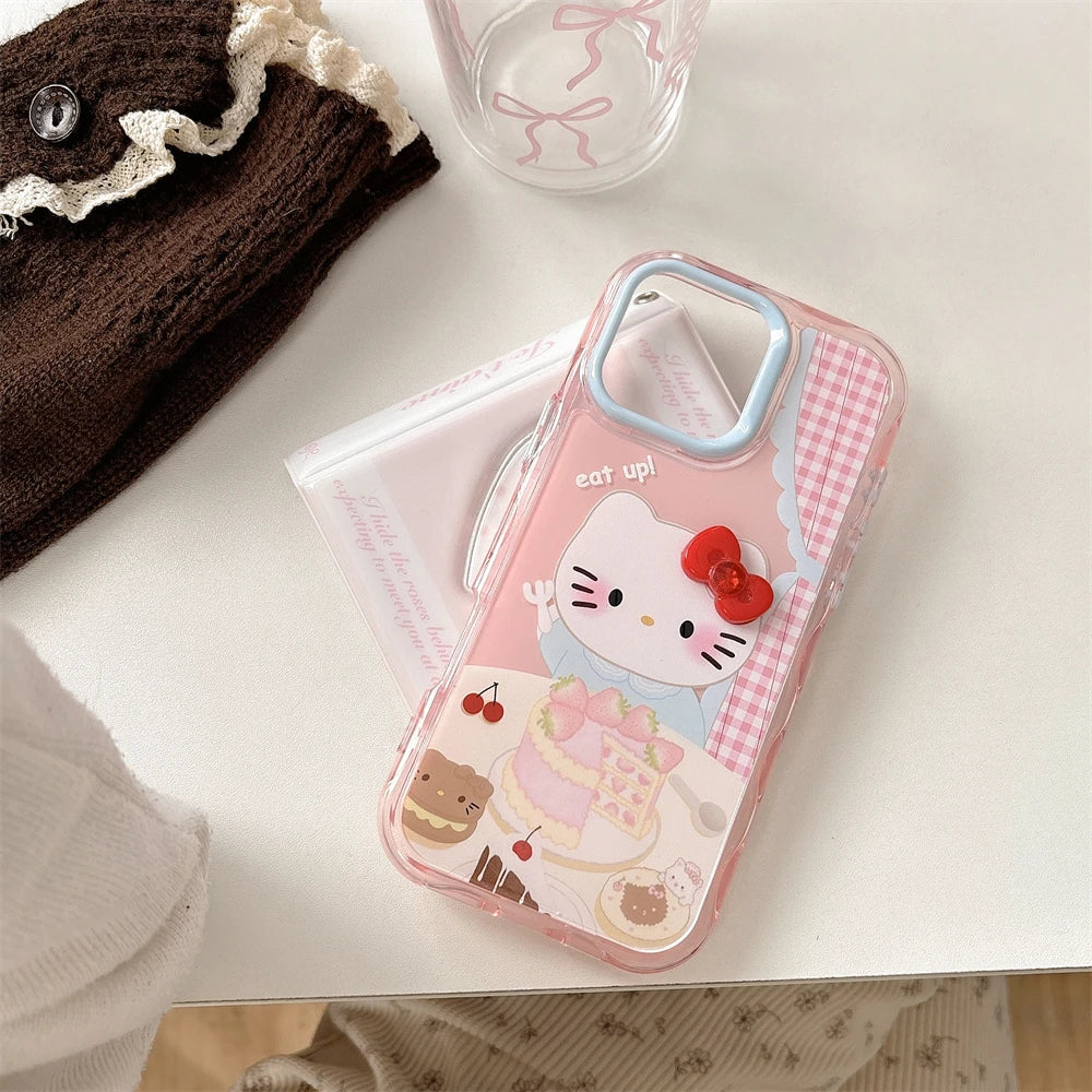 Funda para teléfono de Hello Kitty con diseño de pastel de fresa rosa