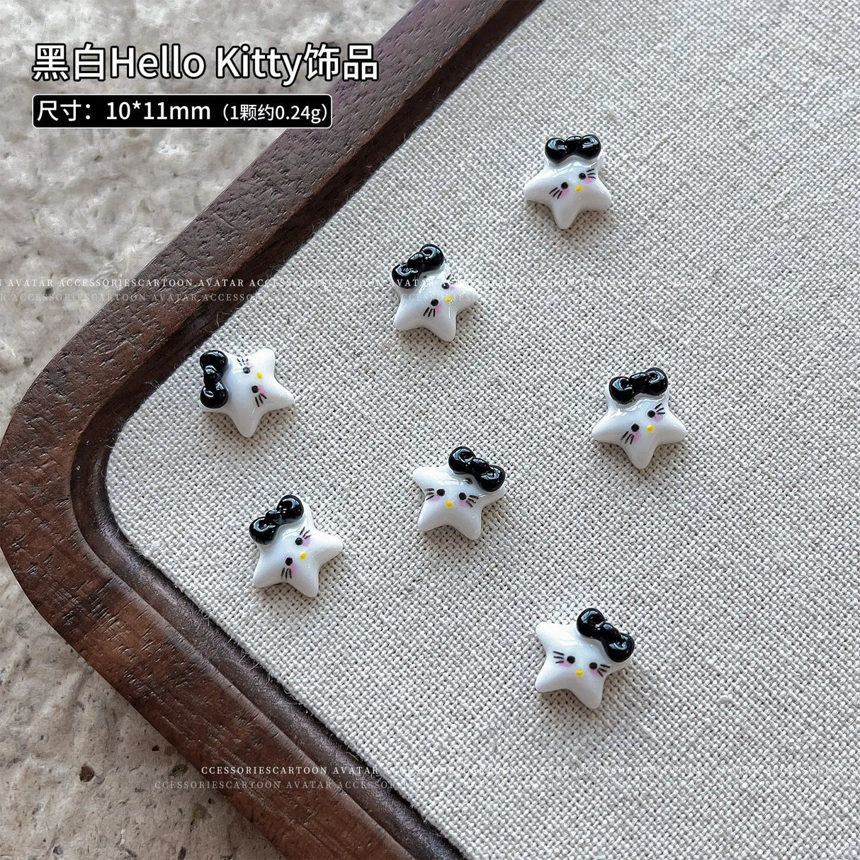 20Pcs Sanrioed Summer Beach Hello Kittys Nail Accessories Cartoon Black Skin Resin Charms Diy Girl Gift Nail Decoration - Lootquake