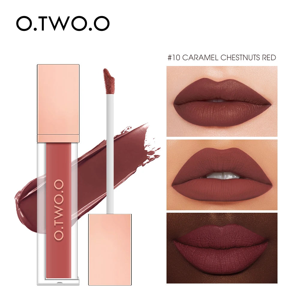 Rouge à lèvres liquide O.TWO.O 12 couleurs, fini mat, brillant à lèvres sexy et soyeux, résistant à l'eau, résistant aux baisers, longue durée, teinte pour les lèvres, cosmétiques