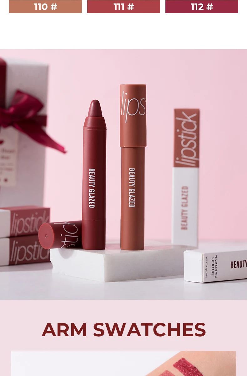 12-Color Matte Waterproof Lipstick Pen - Long-Lasting, Vibrant Berry Tone, Plant-Based Squalane, Smooth Application for All Skin