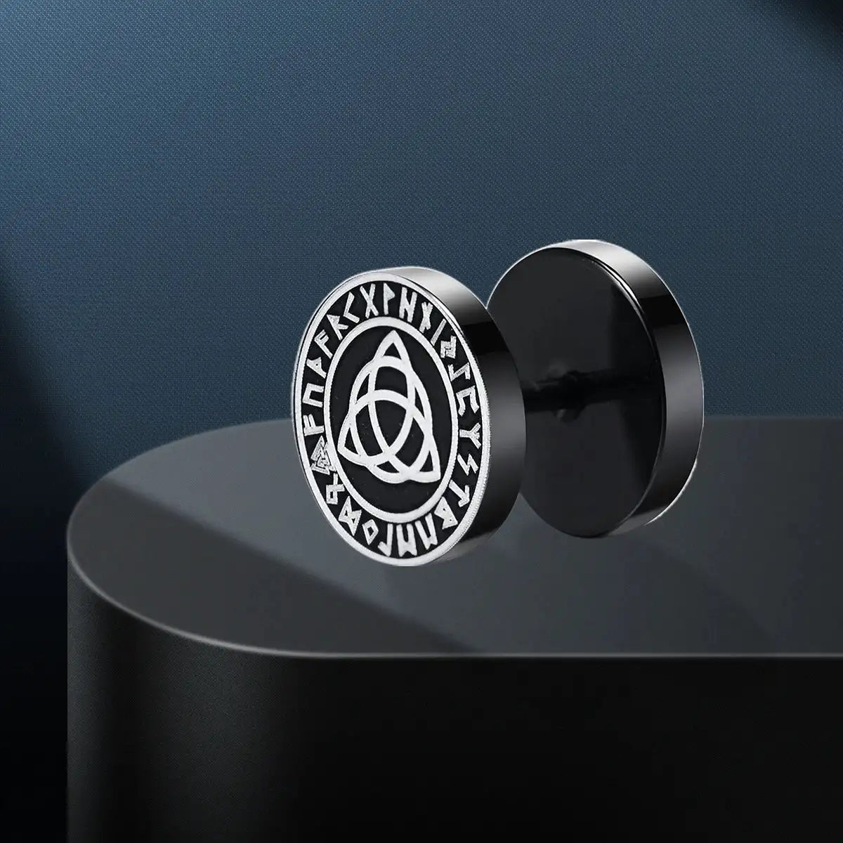 Gothic Norse Viking Runes Stud Earrings for Men Boys,Rock Punk Stainless Steel Valknut Wolf Head Compass Celtic Knot Earrings - Lootquake