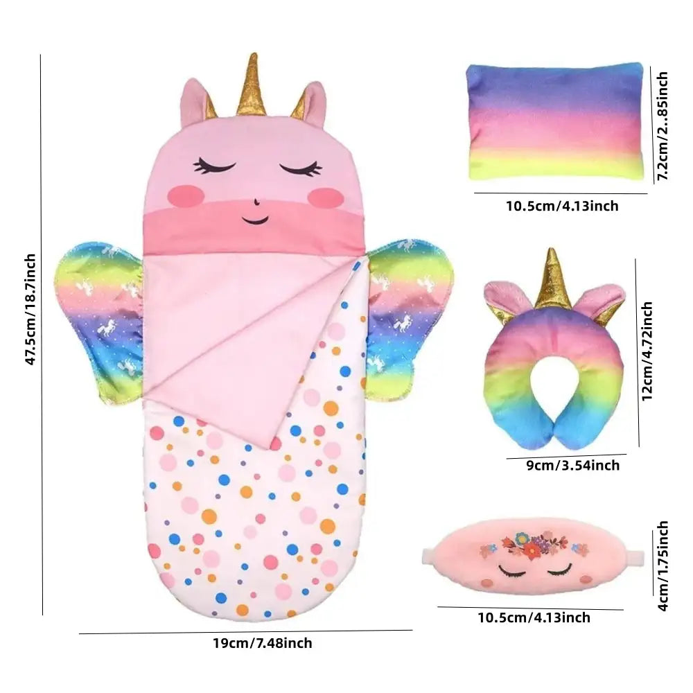Rainbow Wing Doll Sleeping Bag With Eye Mask Set Suitable For Dolls Of Different Sizes, 10-18 Inch Doll Accessories, 43cm Newbor - Lootquake