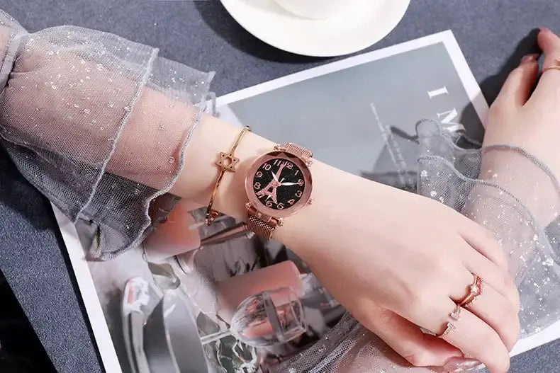 Luxury Mesh Steel Belt Quartz Wristwatches Eiffel Tower Watch for Women Simple Ladies Dress Party Watch Relógio Feminino Gifts - Lootquake
