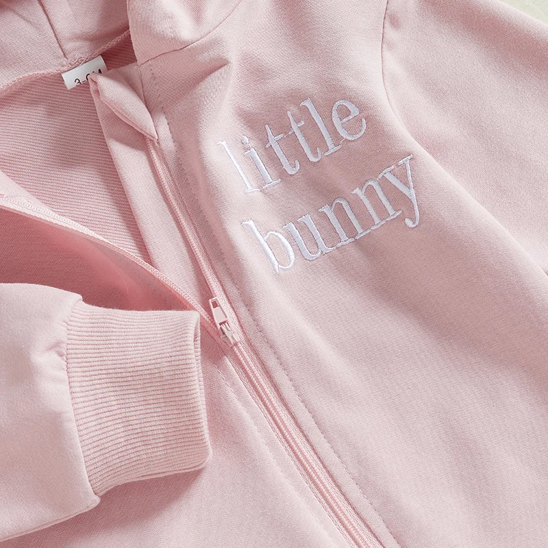 Adorable Infant Easter Romper with Hood Zipper Closure and Bunny Ears - Long Sleeve for Spring Celebrations - Lootquake