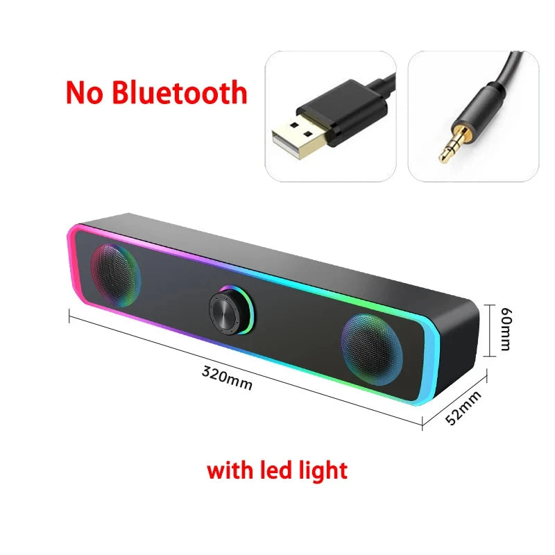 Bluetooth Speaker 4D Surround Soundbar Wired Computer Speakers Stereo Subwoofer Sound Bar for Laptop PC Theater TV Aux 3.5mm