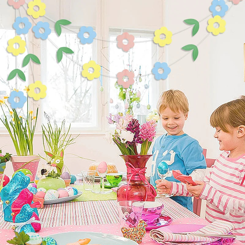 3M Happy Easter Banner Rabbit Carrot Egg Cartoon Bunny Garland Wall Hanging Bunting Flag Easter Party Decoration For Home - Lootquake