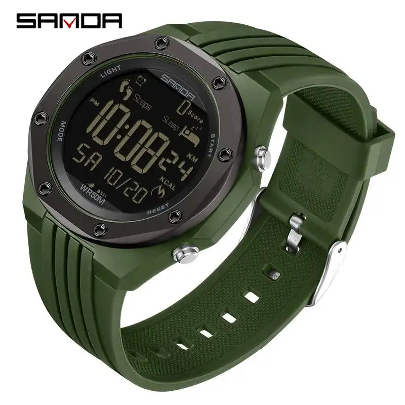 SANDA 6117 New 2023 Step Calorimeter Single Display Electronic Watch Simple Nightlight Waterproof Sports Electronic Watch - Lootquake