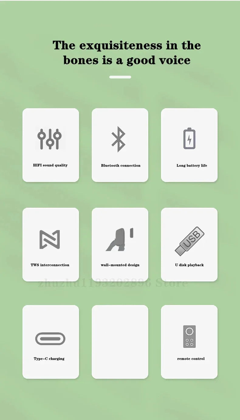 Altavoz Bluetooth de pared con interconexión TWS, batería incorporada de 4400 mAh, estéreo portátil, subwoofer estéreo envolvente 3D inalámbrico.