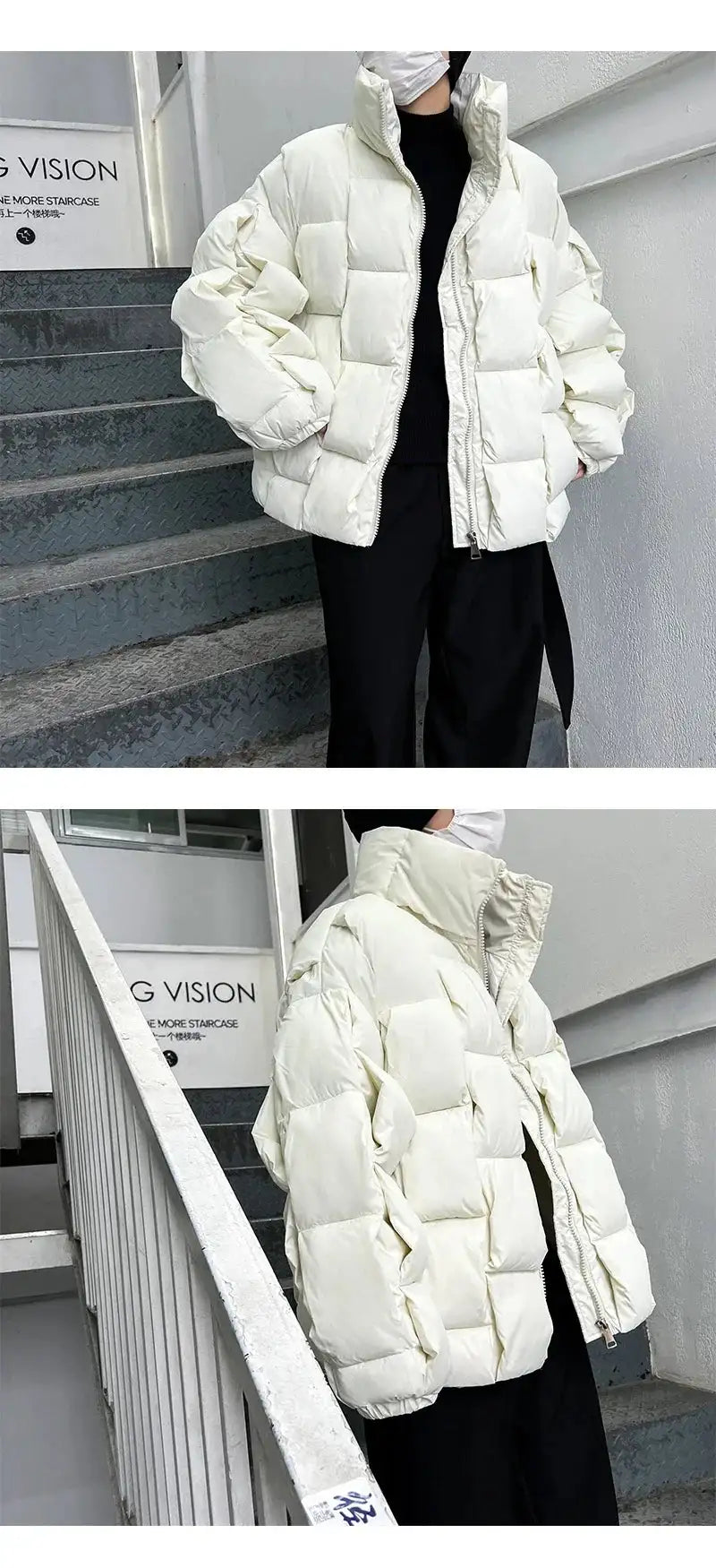 2023 Korean Fashion Thick Winter Jacket Men Parkas Jacket Men Outwear Coats Solid Stand Collar Windbreaker Cotton Padded Jacket - Lootquake