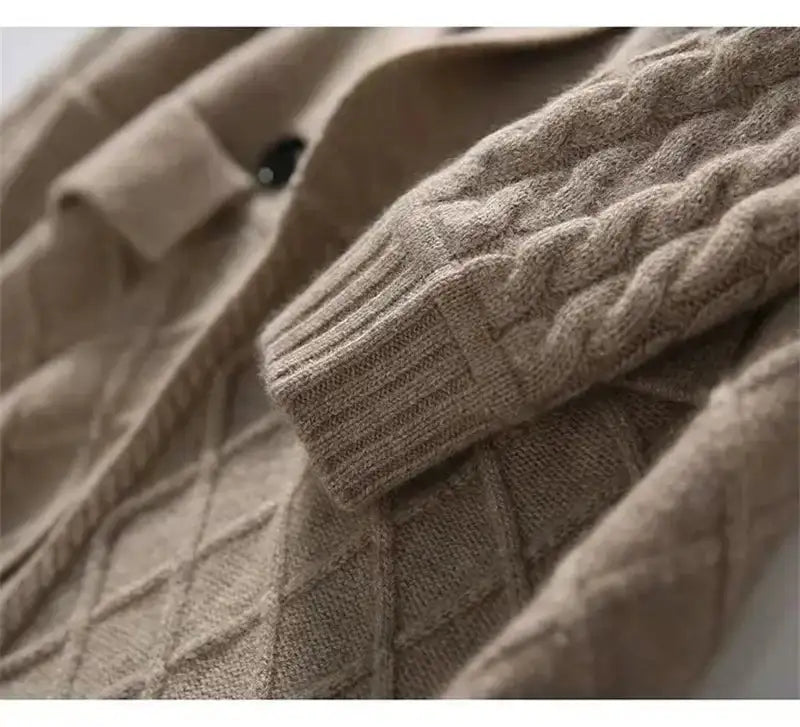 Korean French Style Cashmere Sweater Ladies Wool Windbreaker Cardigan New Autumn Winter Women Knitted Sweater Long Cardigan Coat - Lootquake