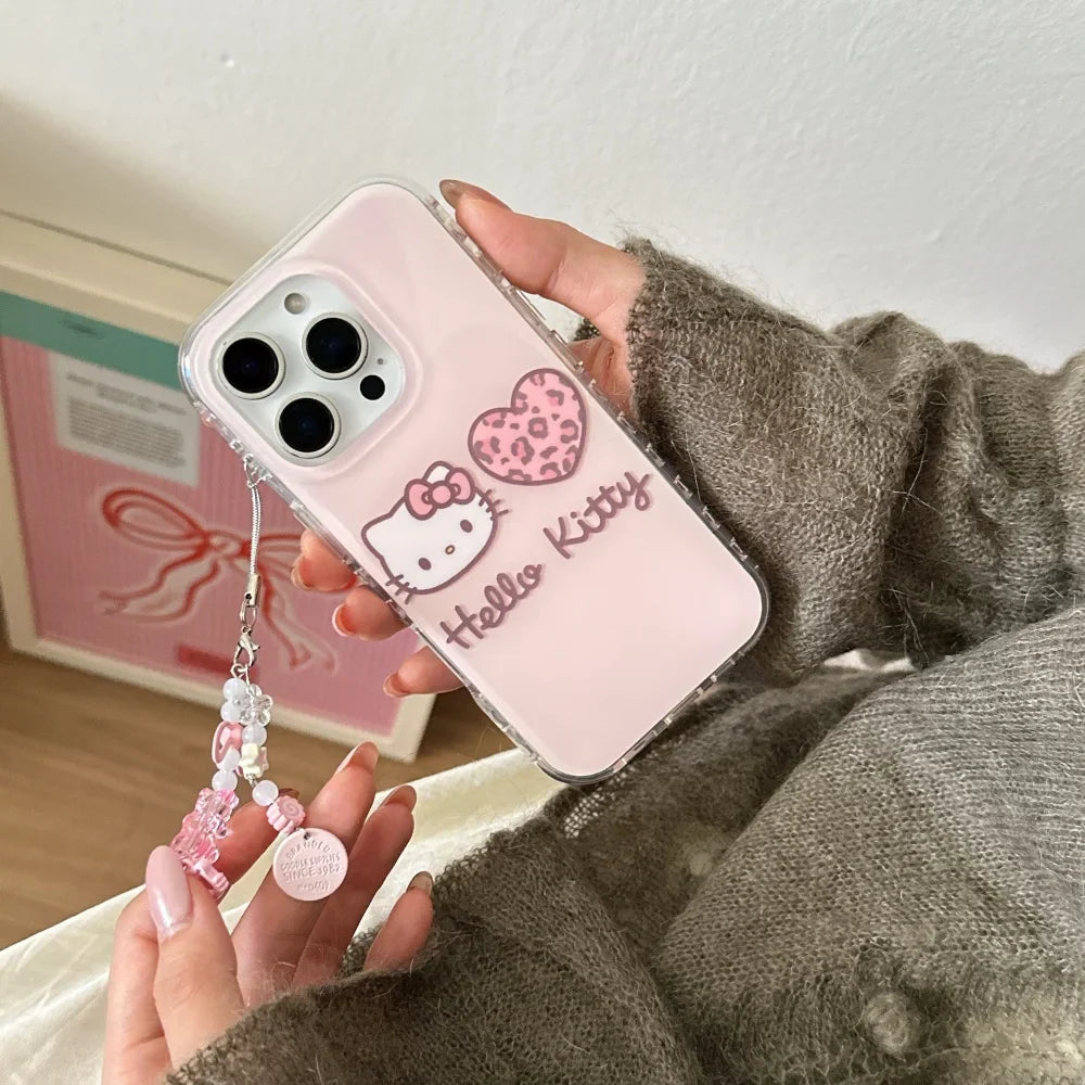 Bonita funda para iPhone con estampado de leopardo rosa de Hello Kitty de IMD.