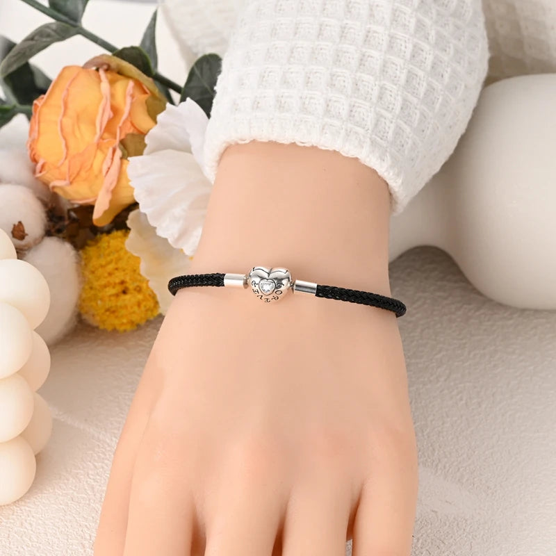 VAMO Original Sparking Zircon Heart Bracelet Real 100% 925 Sterling Silver Fit Brand Charm Beads Fashion Women Bracelet Jewelry - Lootquake