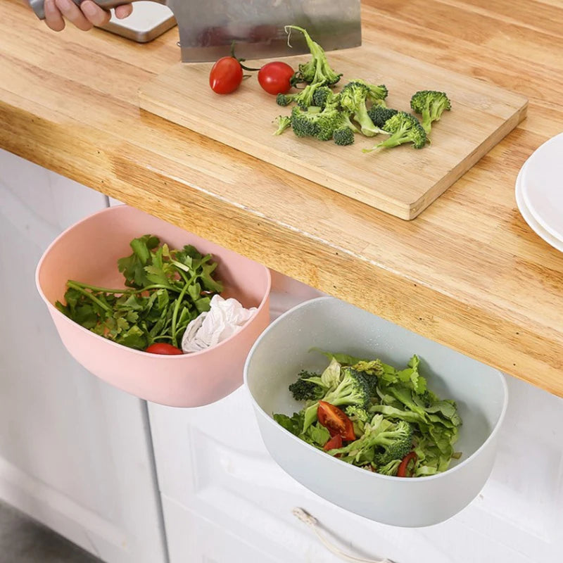 Cubo de basura colgante de cocina de gran capacidad, estilo europeo, contenedor de basura, caja de almacenamiento de plástico