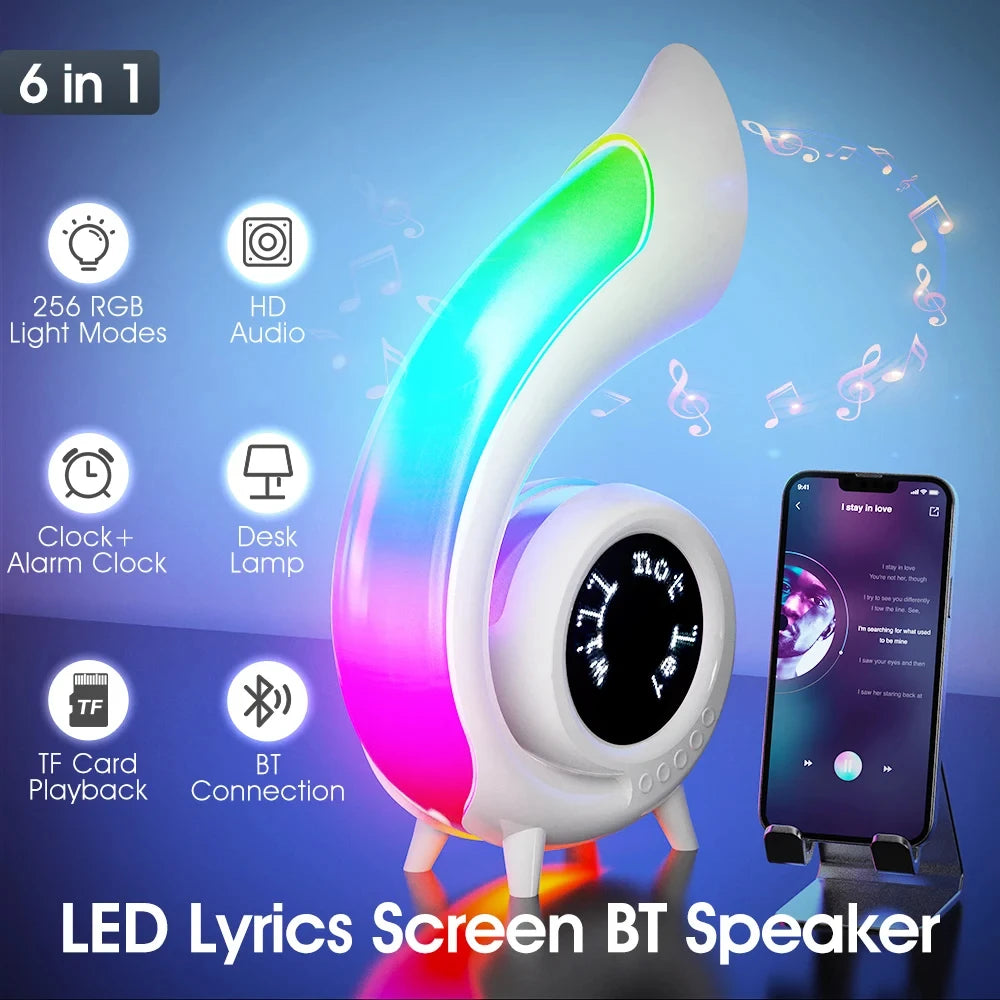 Portable Wireless Bluetooth Speaker with RGB LED Night Light Alarm Clock Playback Bedside Living Room Audio Bedroom Decoration