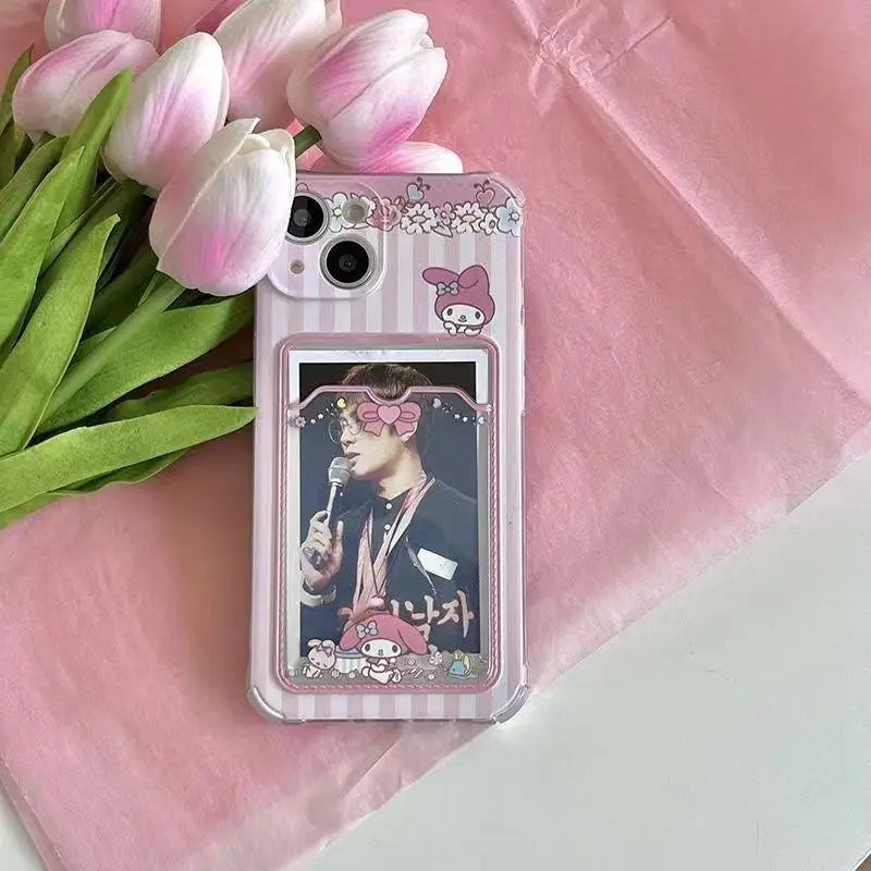 Kuromi Melody Card Holder Slot Bag Soft Silicone Phone Case For iPhone