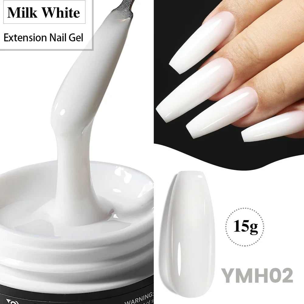 Esmalte de uñas en gel YOKEFELLOW de 15 g, color rosa nude, transparente, para construcción, extensión, remojo, UV LED, acrílico.