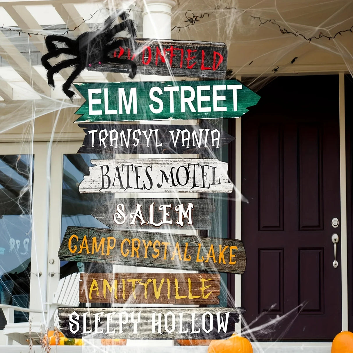 Halloween Decorations Outside Yard Sign Decor Scary Halloween Street Signs Halloween Party Photo Booth Props for Outdoor Hallowe