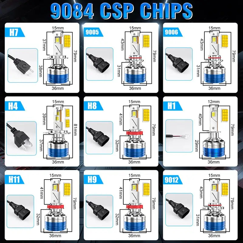 H7 H4 H11 Led Headlight High Power 9084 CSP Canbus H1 H8 9005 HB3 9006 HB4 9012 HIR2 Turbo Lamp Car Led Headlamp Fog Light 6000K - Lootquake