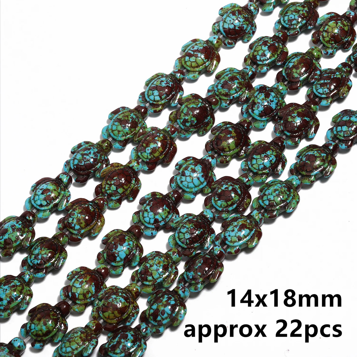 14x18mm 22pcs Sea Turtle Random Color Mix Natural Turquoise Stone Beads Bead for Jewelry Making DIY Ocean Series Bracelet - Lootquake