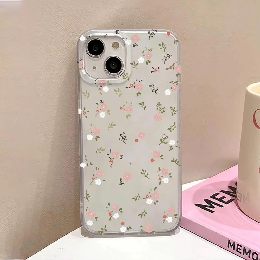 Funda de flores para iPhone, translúcida, fina y sedosa.