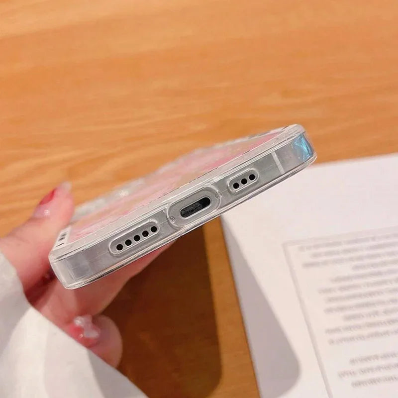 Bonita funda para teléfono con estampado de mariposas rosas