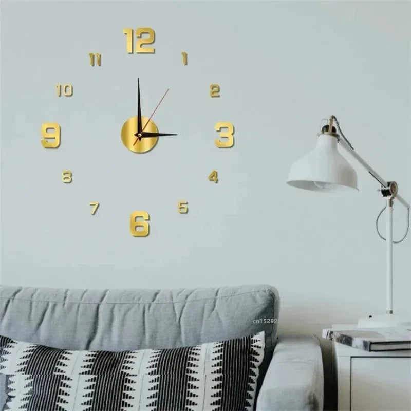 New 3D Acrylic Mirror Wall Clock Sticker for 40CM Fashion DIY Quartz Clocks Watch Home Decoration Living Room Stickers - Lootquake