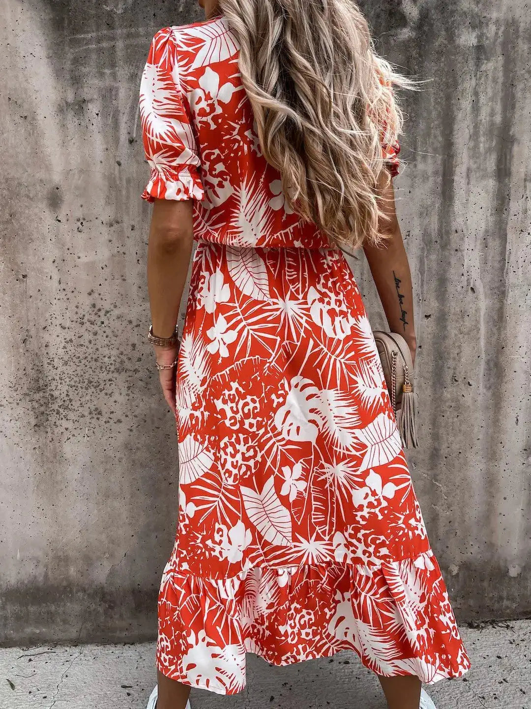 Summer Floral Print Dress Women V Neck Side Slit Long Dress Elegant Short Sleeve Button Slim Spring Female Party Dress Vestidos - Lootquake