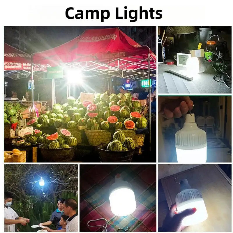 2pcs Rechargeable LED Indoor Outdoor Emergency Hookup Portable Lights with Battery Flashing Lights Barbecue Tent Camping Lights - Lootquake