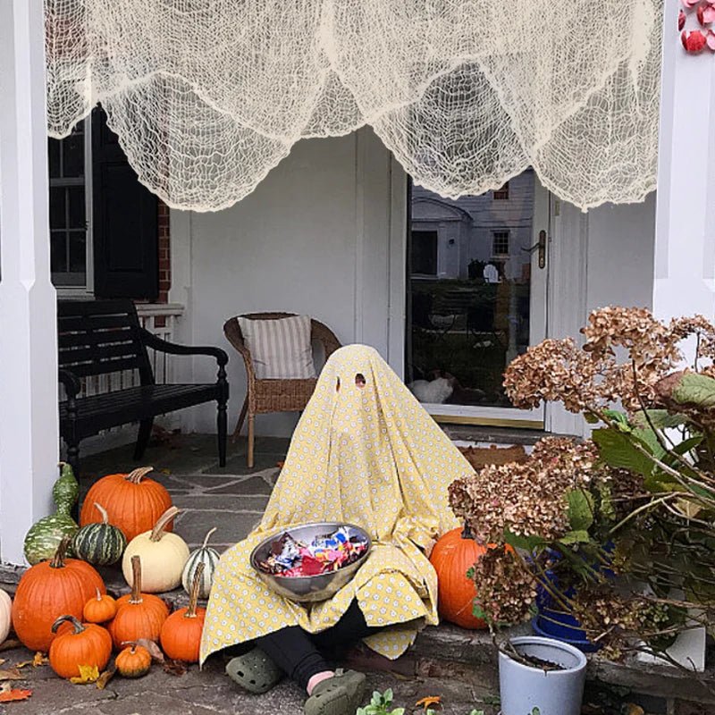 2M/4M Halloween Decorations Black Creepy Gauze Cloth Window Table Door Net Spooky Fancy Dress Party Haunted House Wall DIY Decor