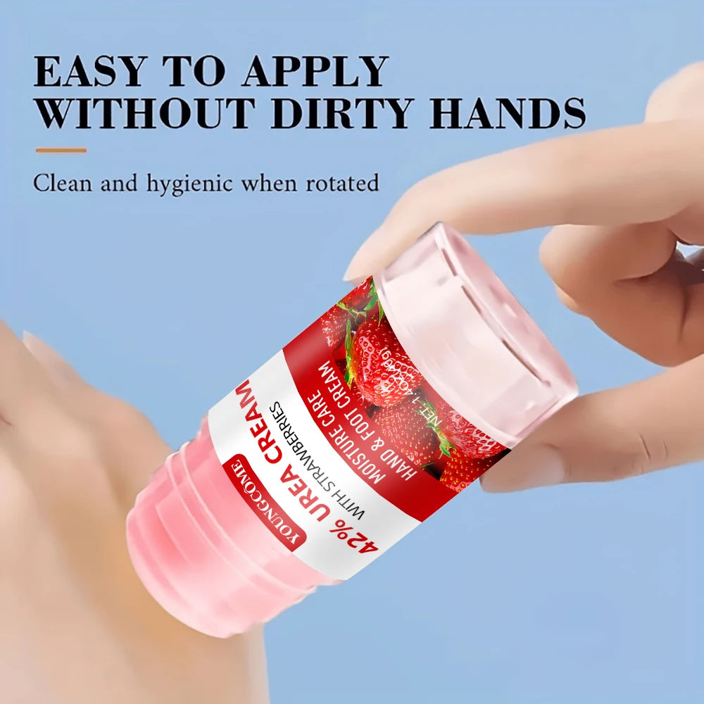 Crema de urea Crema de fresa para manos y pies Previene la sequedad y el agrietamiento de manos y pies Hidrata profundamente Exfolia Cuidado calmante de la piel