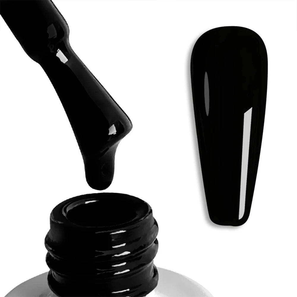 FZANEST Esmalte de uñas en gel súper negro de alta pigmentación, laca de uñas en gel UV LED, color blanco y negro puro, para decoración de uñas