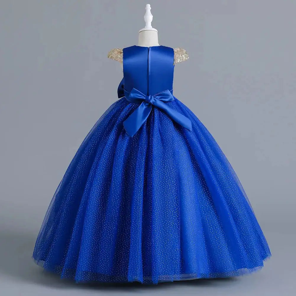 New Christmas Party Princess long dress children's dress children's gauze lace birthday party dinner ball big butterfly dress - Lootquake