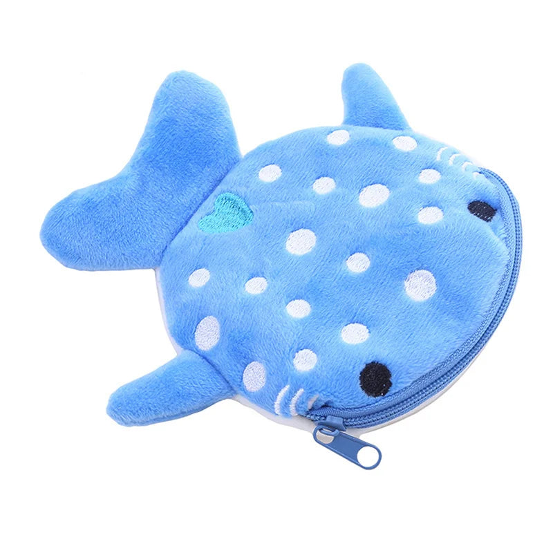 Cute Cartoon Whale Shark Coin Purse Kawaii Wallet Portable Plush Coin Bag Key Earphone Coin Organizer Pouch Zipper Bag Kids Gift - Lootquake