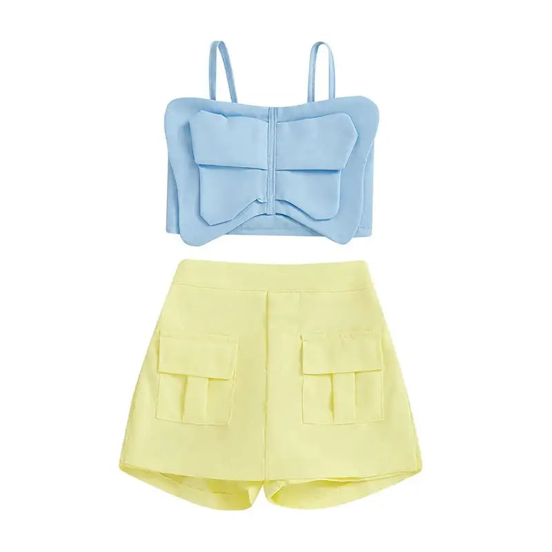 Adorable Baby Girl Sleeveless Top and Shorts Set with Cute Butterfly Print for Summer Outfit 2 Pieces Set - Lootquake