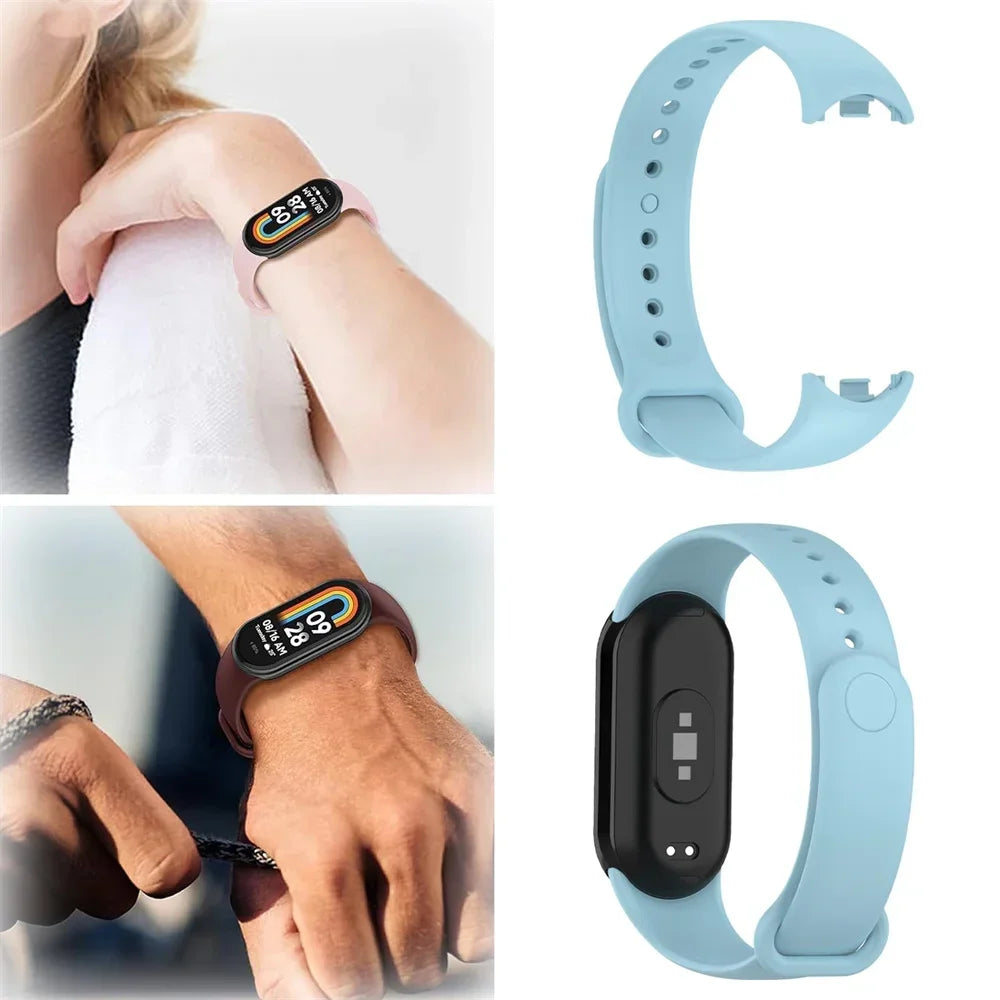 Bracelet de montre sport pour Xiaomi Mi Band 8-9 NFC, bracelet de rechange en silicone, étanche, accessoires
