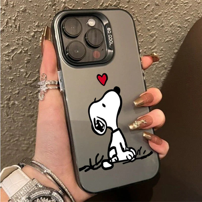 Preciosa funda de dibujos animados de Snoopy para iPhone