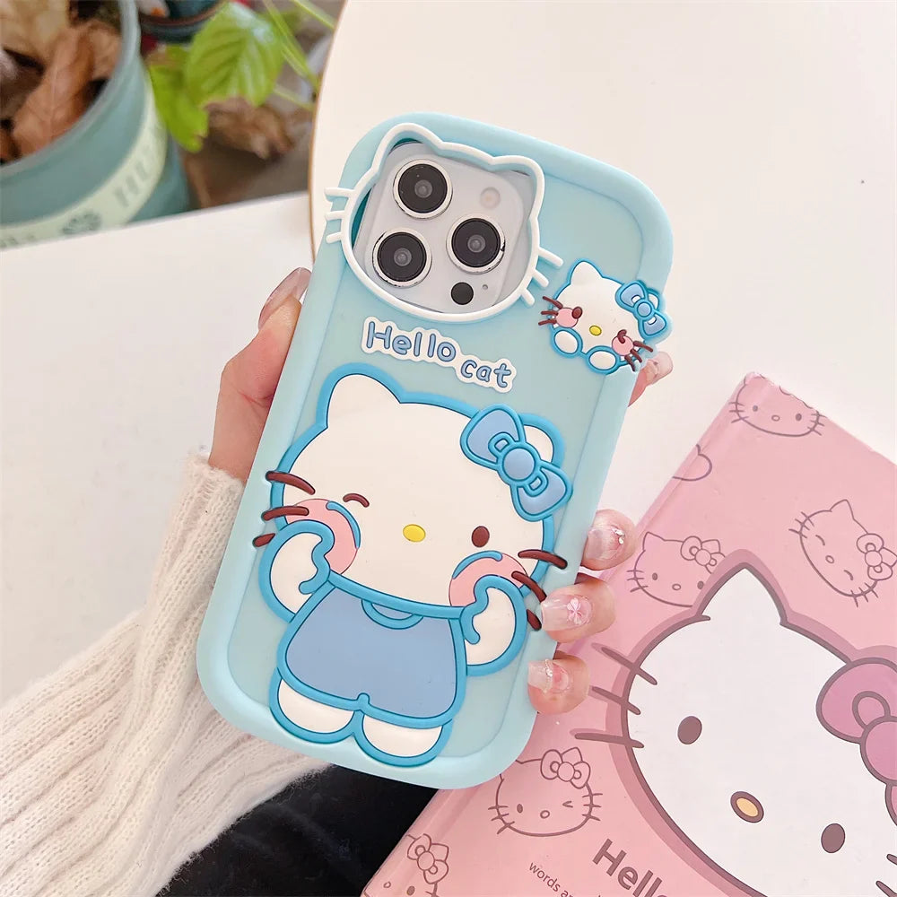 Funda de silicona para teléfono con dibujos de Hello Kitty