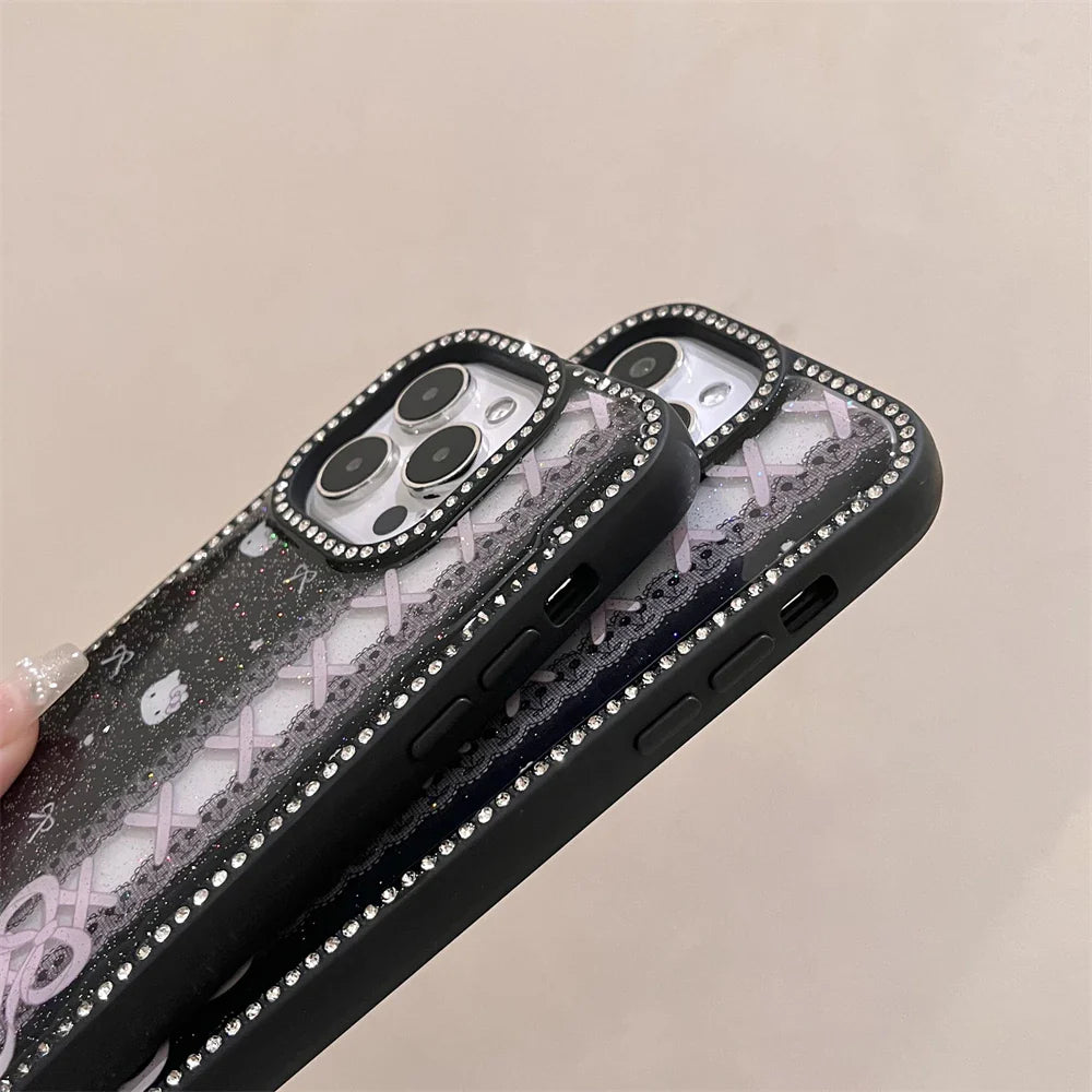 Funda para teléfono con estampado de encaje negro