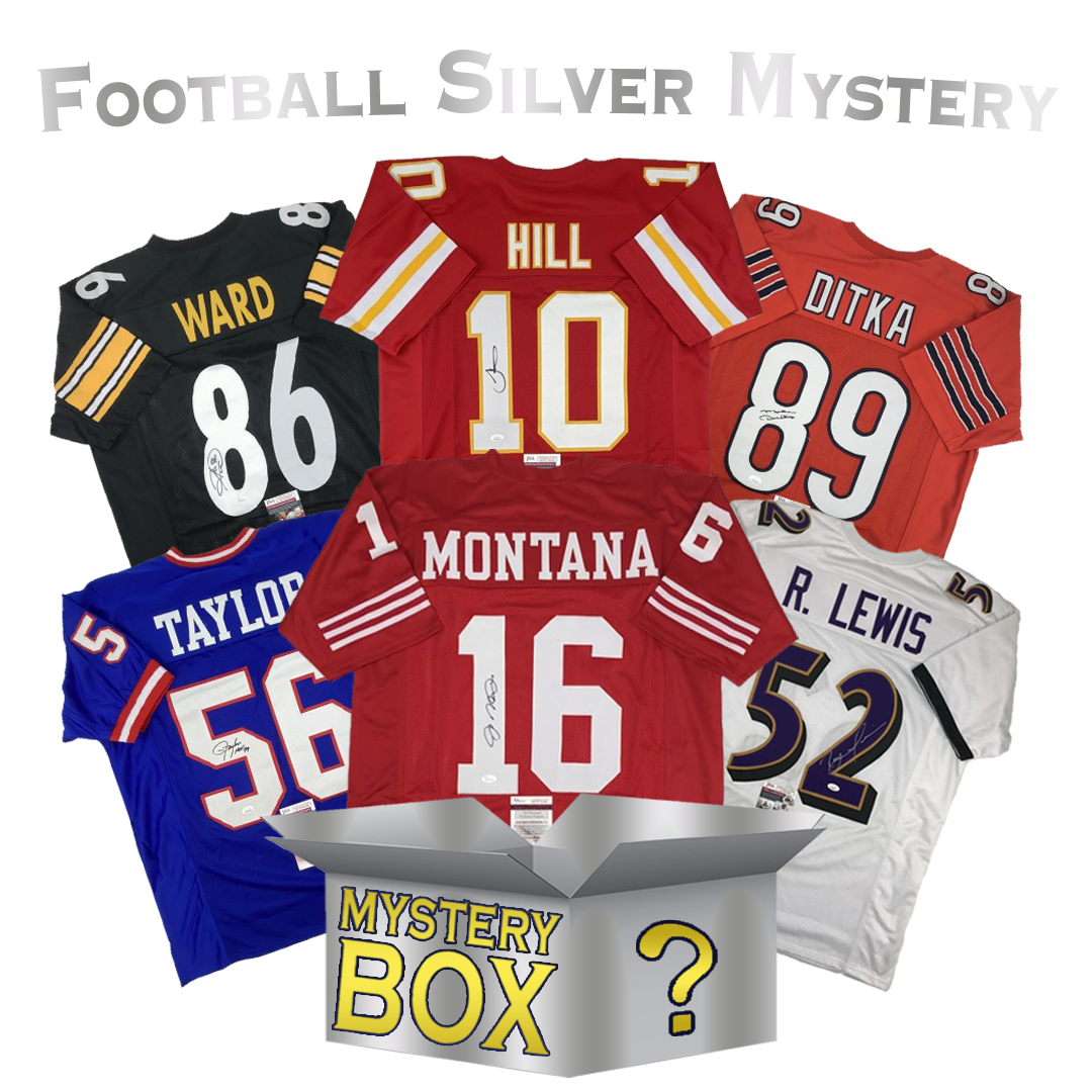 Caja misteriosa de camiseta de fútbol autografiada/firmada de la Serie 1 PLATA con PSA JSA o Beckett COA