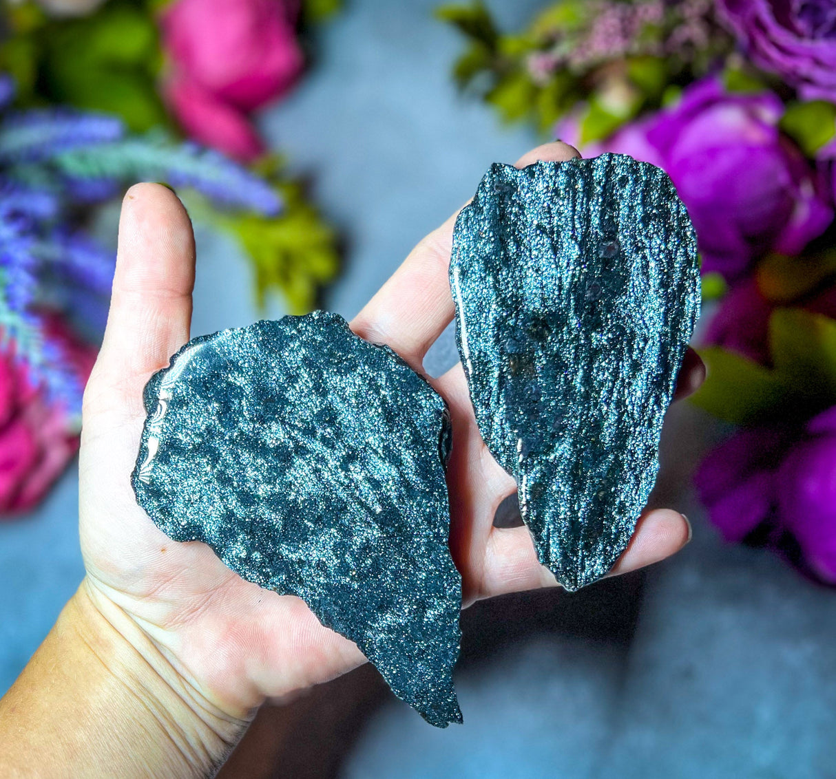 Losas de hematita especular: ¡la especularita brilla y centellea!