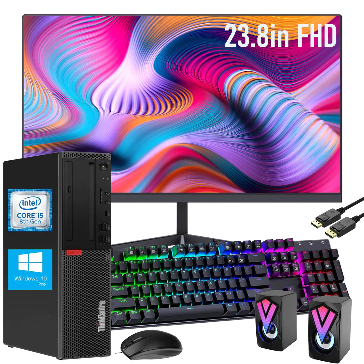 Lenovo ThinkCentre M920s SFF Desktop Computer with 23.8" FHD Monitor Desktop PC Core i5-8500 3.0GHz 16 GB RAM 512 GB SSD Keyboard and Mouse Speakers Windows 10 Pro(Renewed) - Lootquake