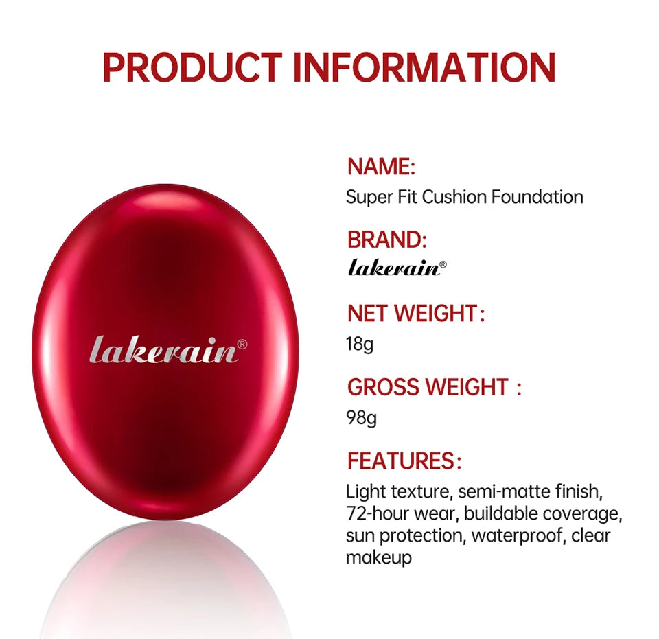 Fond de teint coussin solaire Lakerain, imperméable, longue tenue, éclaircissant, base de maquillage pour femmes, cosmétiques coréens