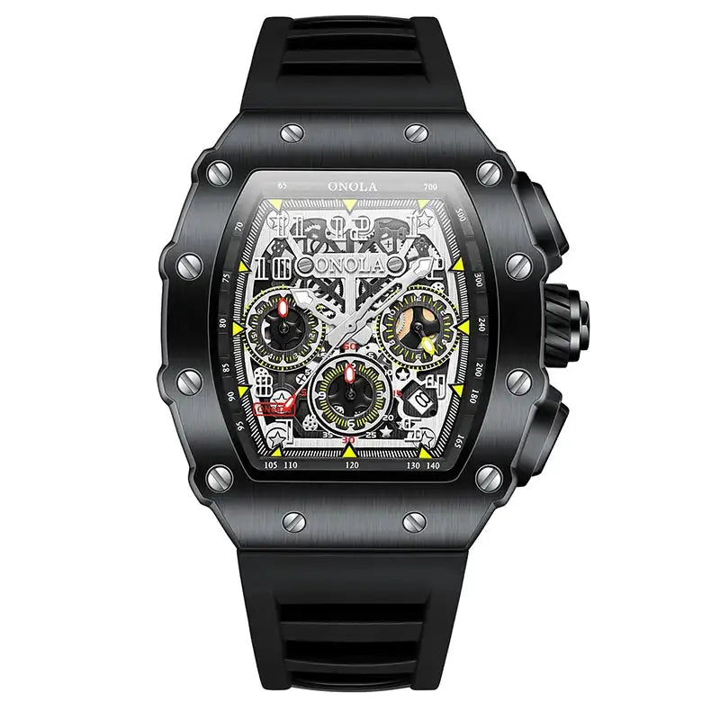 Fashion Men's Watch ONOLA Unique Design Multi-functional Automatic Mechanical Watches Men's Tape Waterproof Wristwatch - Lootquake