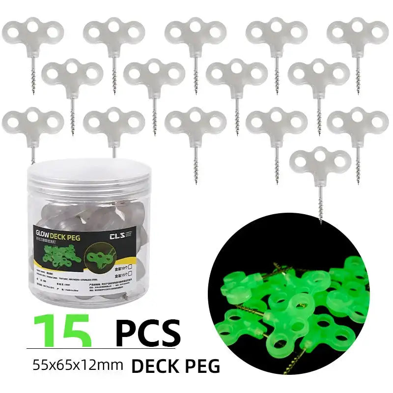 10/15pcs Camping Glow Deck Nails Outdoor Travel Hiking Tent Accessories 3 Holes Screw Spikes Luminous Metal Canopy Pegs Stakes - Lootquake