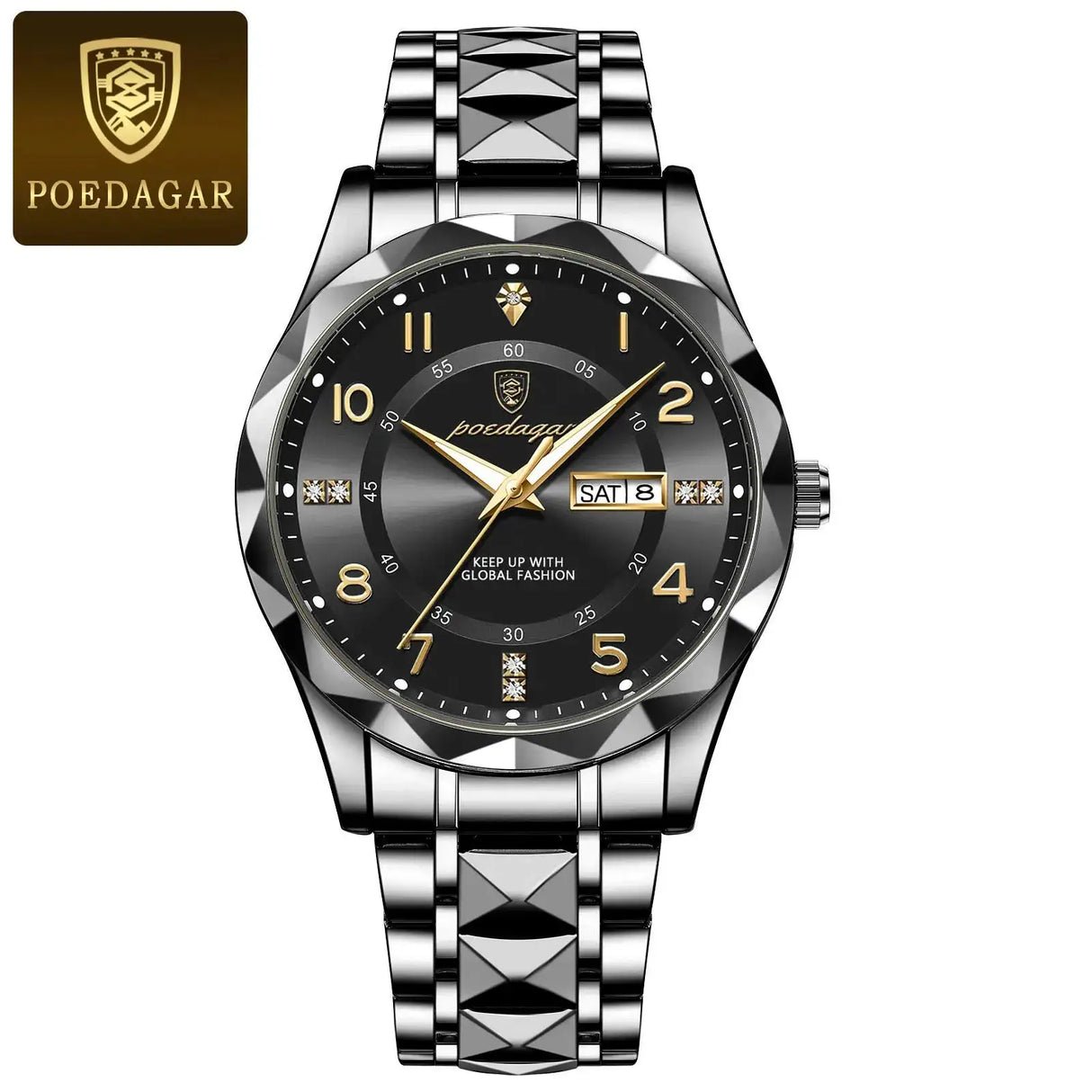 POEDAGAR Luxury Business Men's Wristwatch Stainless Steel Date Week Man Watch Waterproof Luminous Fashion Quartz Watches For Men - Lootquake